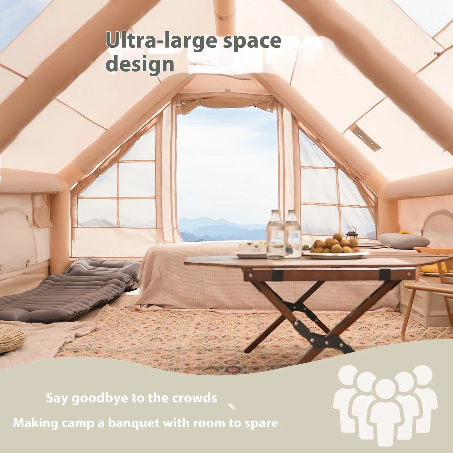 Pakicetus Luxury Inflatable Camping Tent For Family Use Stove Plug