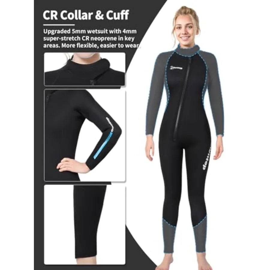 Full Body Front Zip Wetsuit For Scuba Diving And Water Sports
