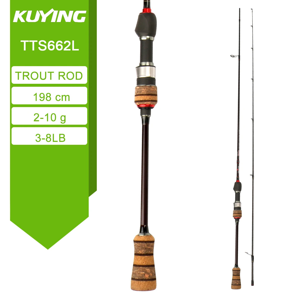 Kuying Teton Carbon Spinning Casting Rod 0.8-8g 1-8lb Fuji Parts Baitcaster
