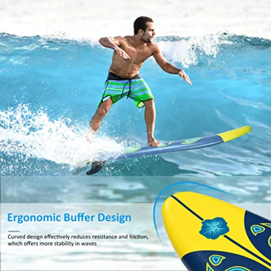 Lightweight Surfboard With 3 Removable Fins And Leash