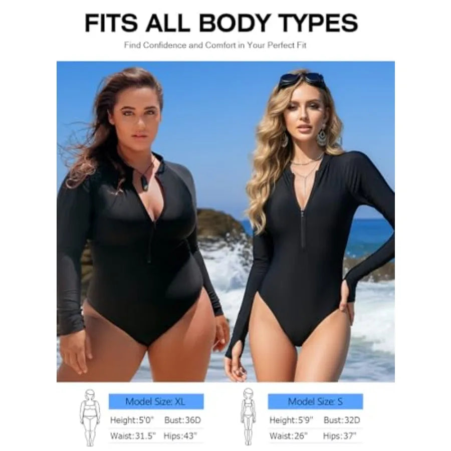 Women's Long Sleeve Rash Guard UV Protection Swimsuit