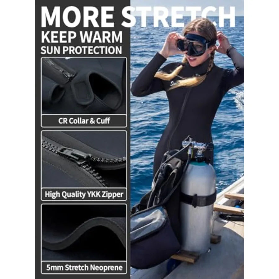 Full Body Front Zip Wetsuit For Scuba Diving And Water Sports