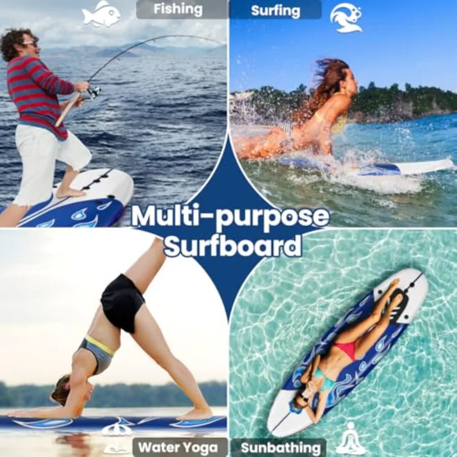 Lightweight Surfboard With 3 Removable Fins And Leash