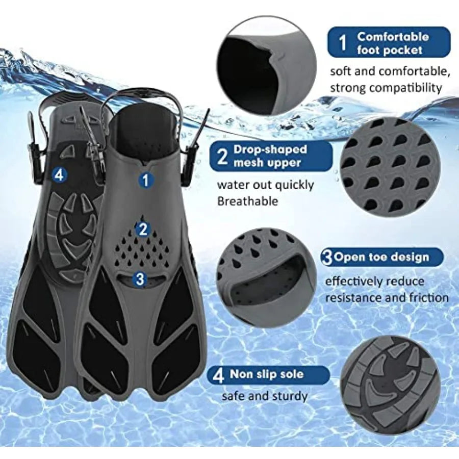Swim Fins Set For Snorkeling And Diving