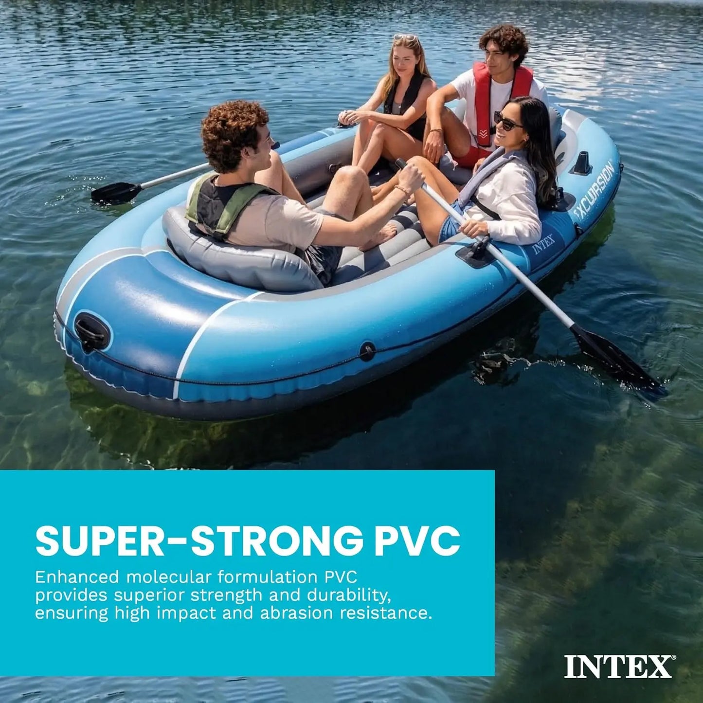 4 Person Inflatable Boat With Aluminum Oars And Pump