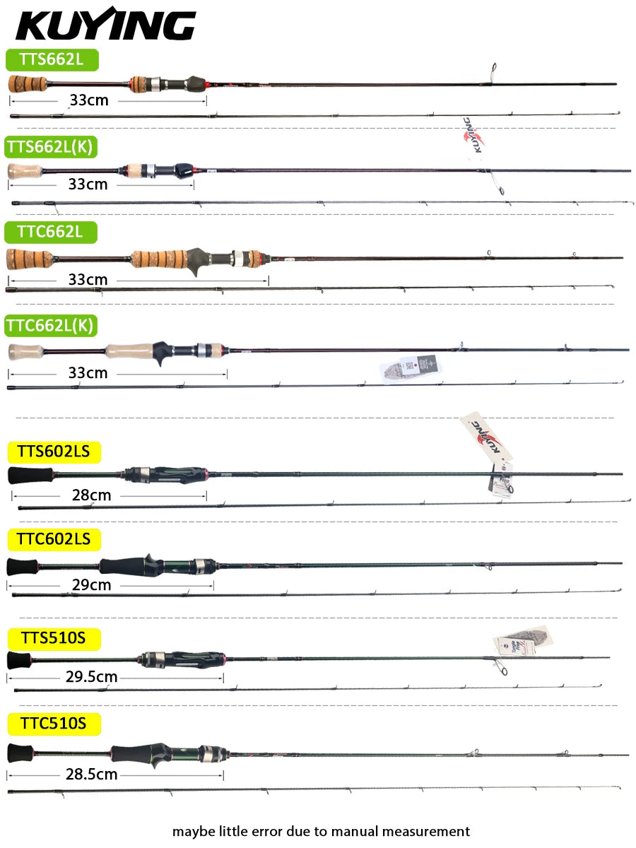 Kuying Teton Carbon Spinning Casting Rod 0.8-8g 1-8lb Fuji Parts Baitcaster