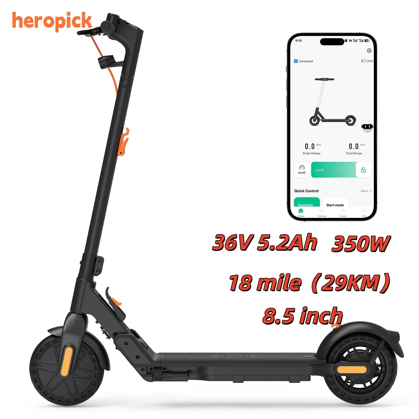 HeroPick C8 Adult Electric Scooter Foldable 350W 19MPH