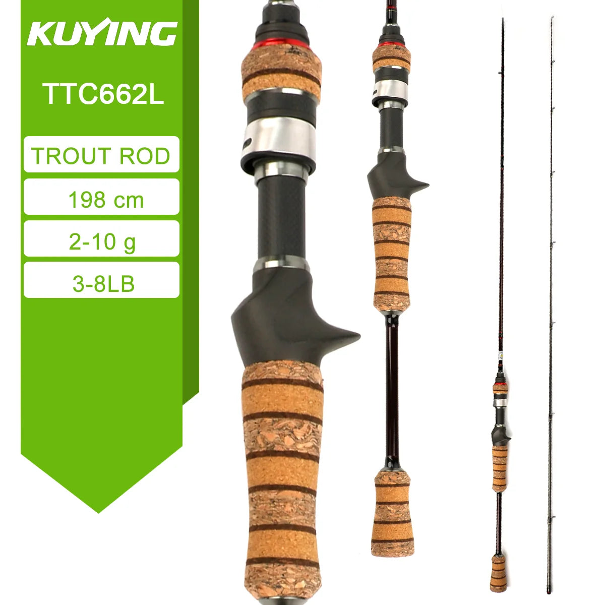 Kuying Teton Carbon Spinning Casting Rod 0.8-8g 1-8lb Fuji Parts Baitcaster