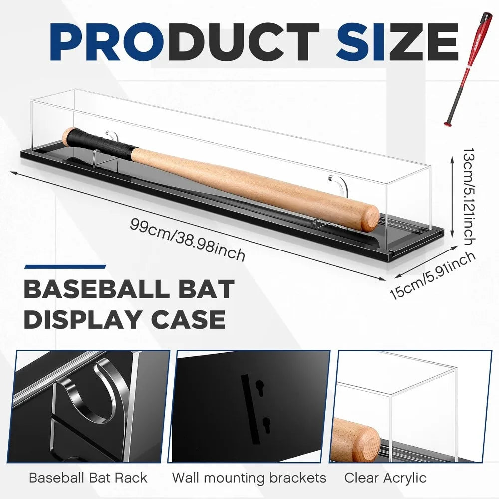 Baseball Bat Display Case With UV Protection, Wall Or Tabletop
